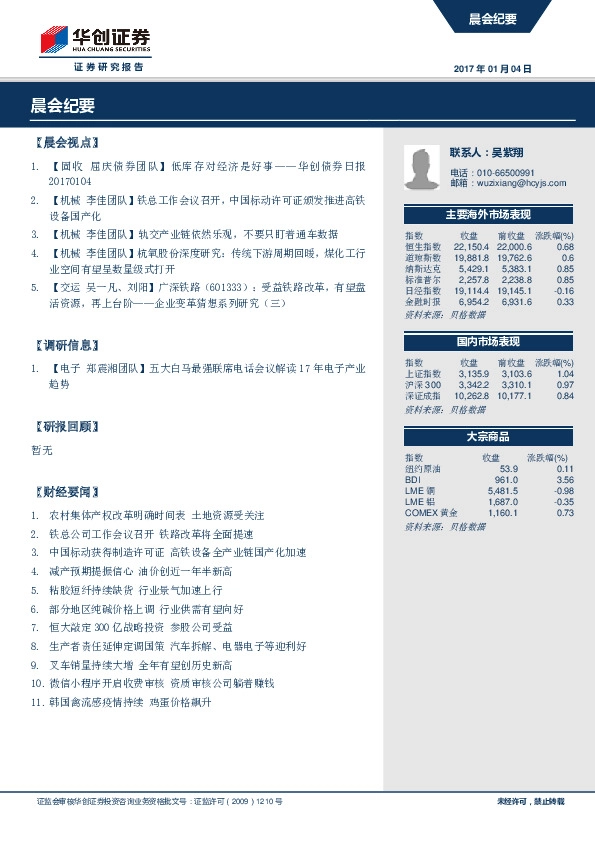晨会纪要