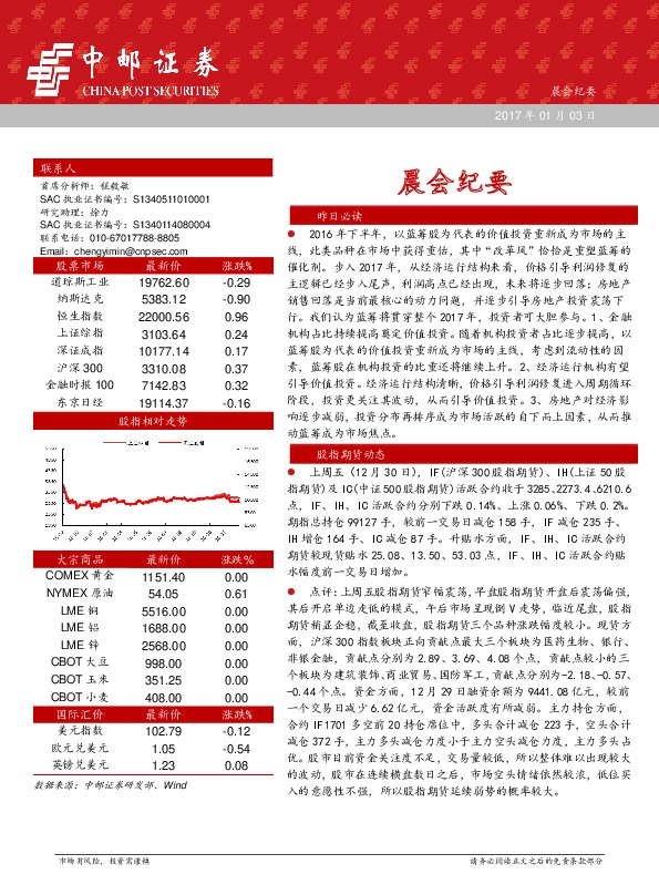 晨会纪要