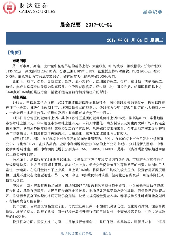 晨会纪要