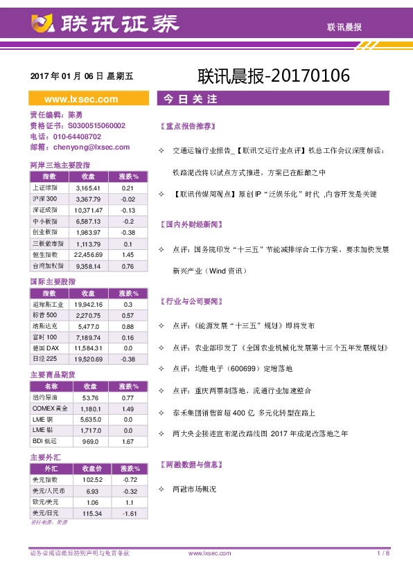 联讯晨报