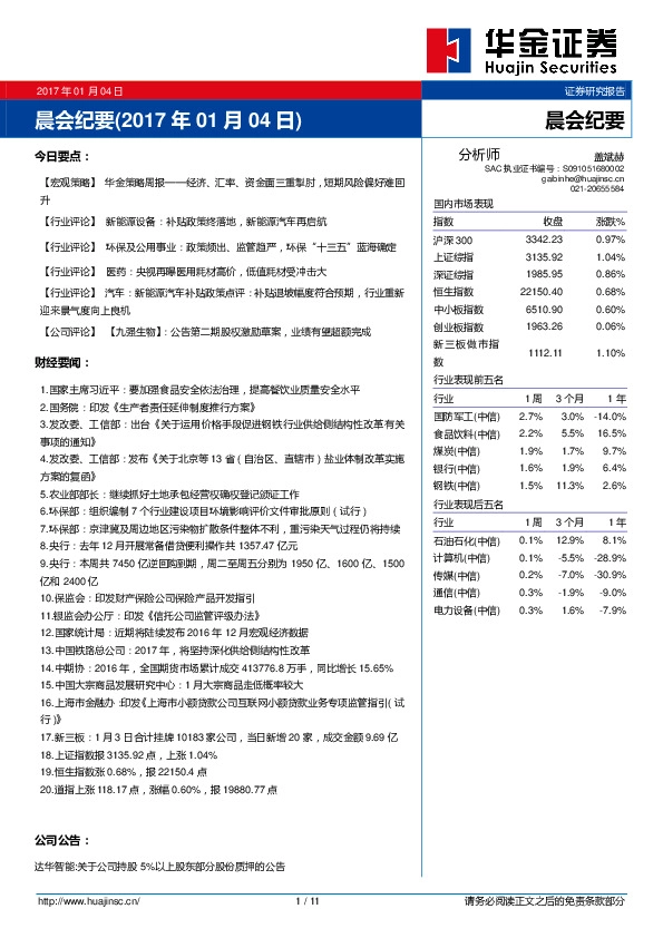 晨会纪要