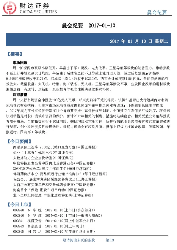 晨会纪要