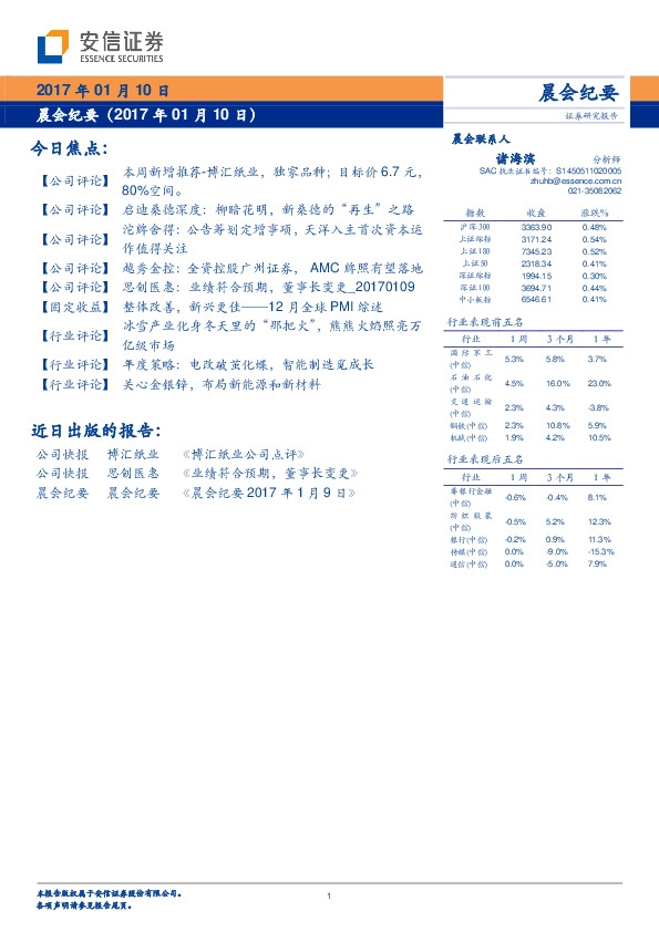 晨会纪要