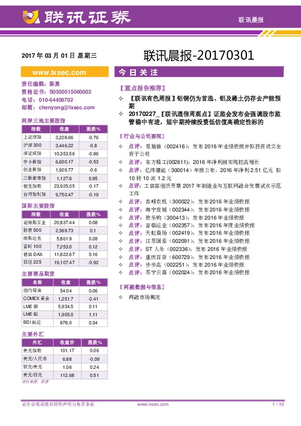 联讯晨报