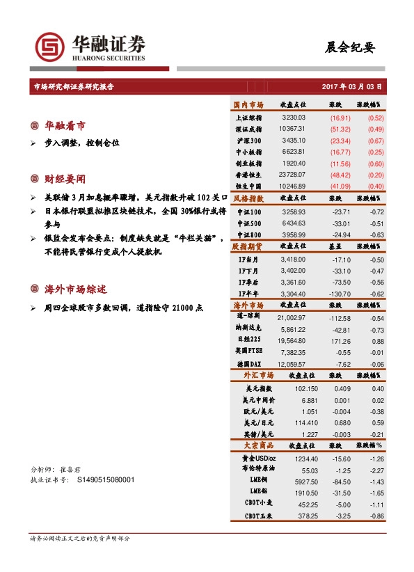 晨会纪要