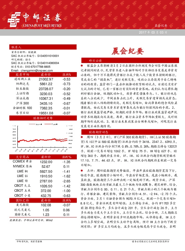 晨会纪要