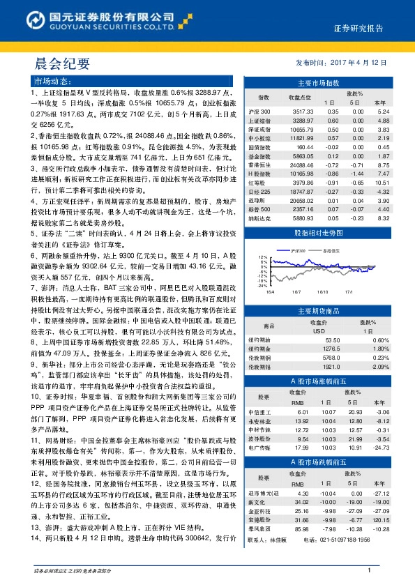 晨会纪要