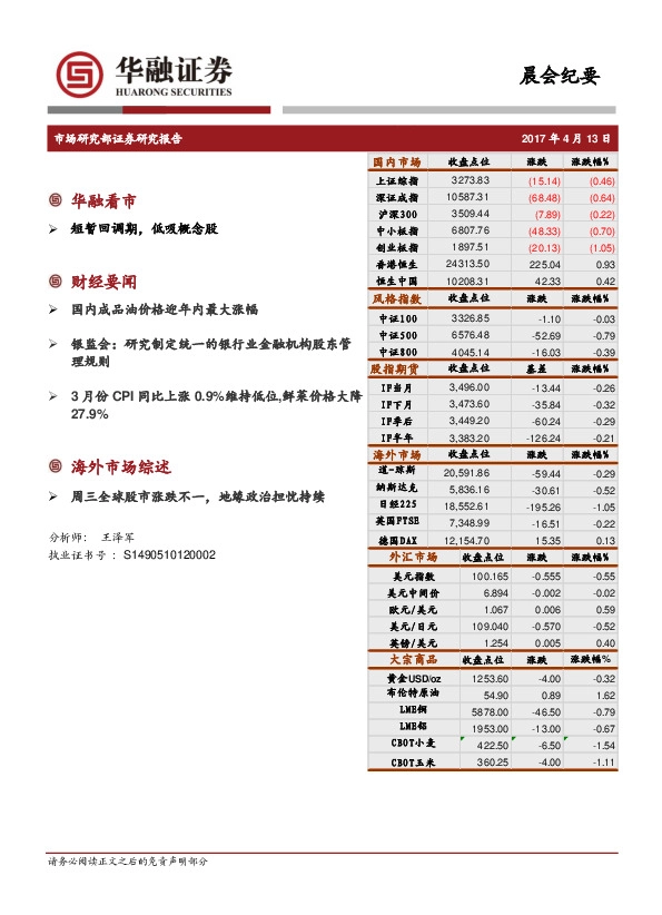 晨会纪要