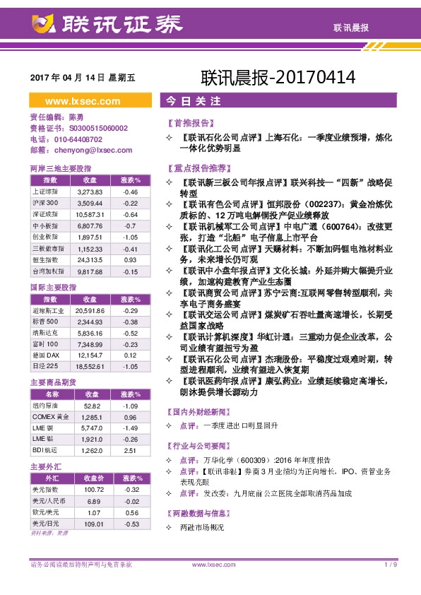 联讯晨报