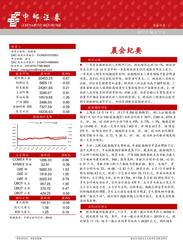 晨会纪要