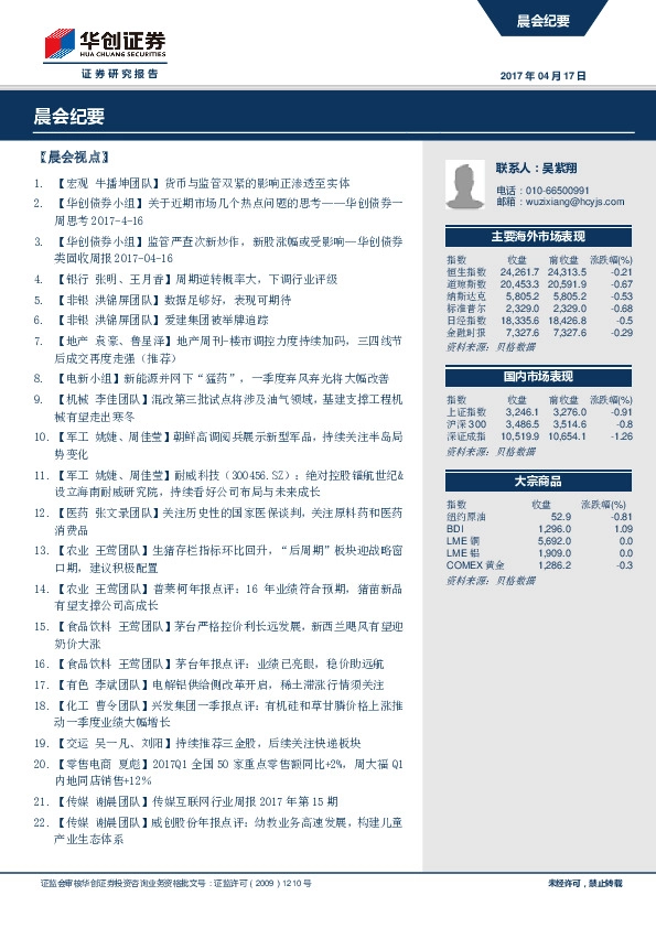 晨会纪要