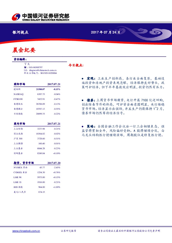晨会纪要
