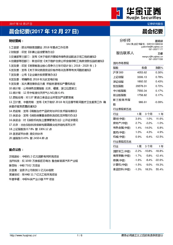 晨会纪要