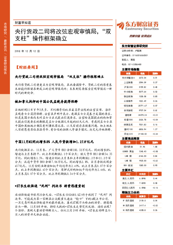 财富早知道：央行货政二司将改弦宏观审慎局，“双支柱”操作框架确立