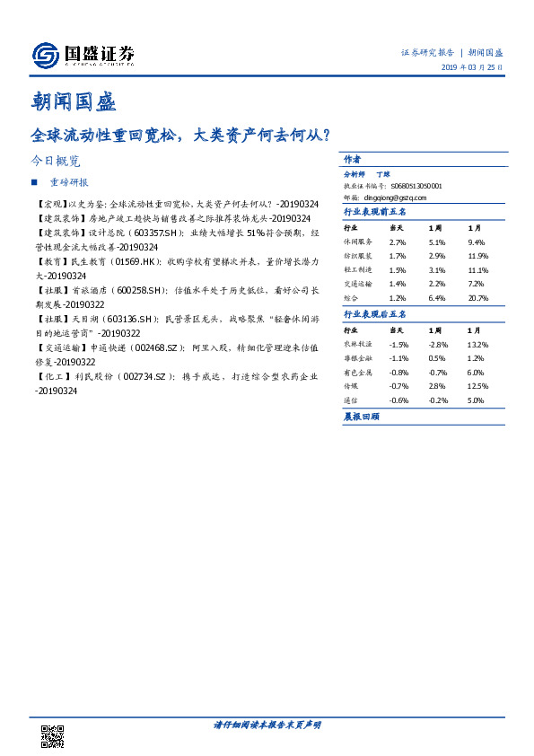 朝闻国盛：全球流动性重回宽松，大类资产何去何从？