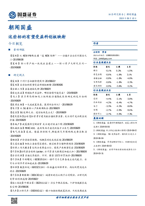 朝闻国盛：这些标的有望受益科创板映射