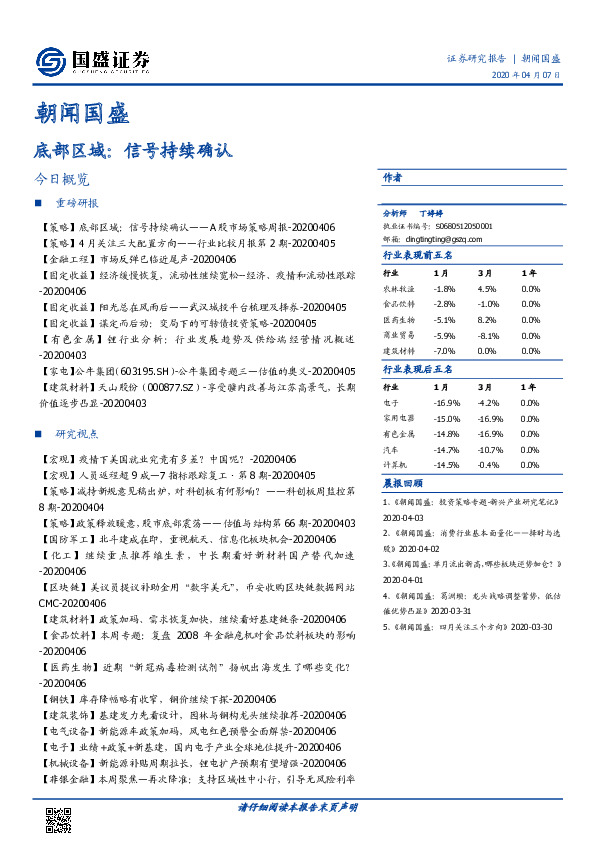 朝闻国盛：底部区域：信号持续确认