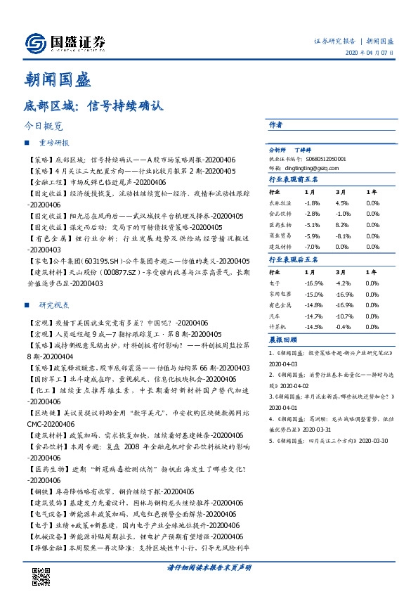 朝闻国盛：底部区域：信号持续确认