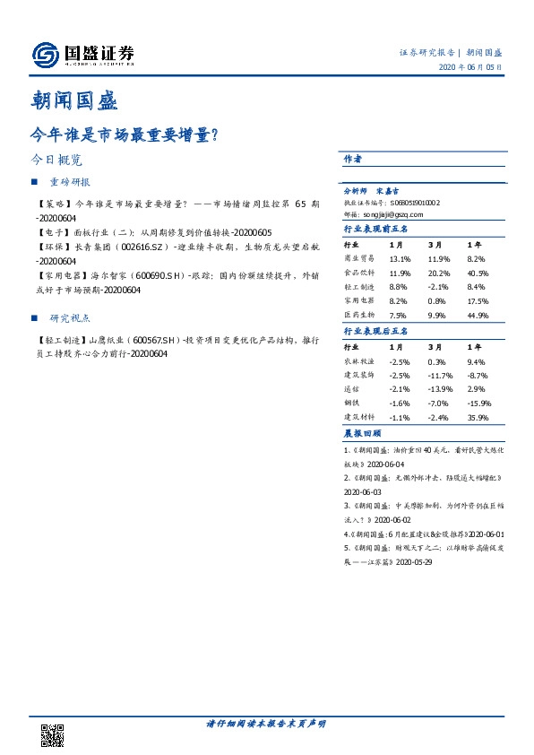 朝闻国盛：今年谁是市场最重要增量？