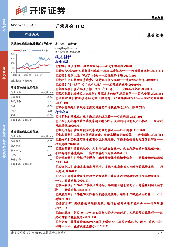 开源晨会——晨会纪要