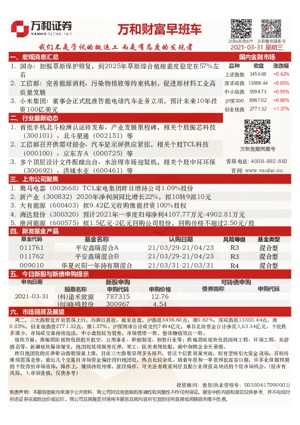 万和财富早班车