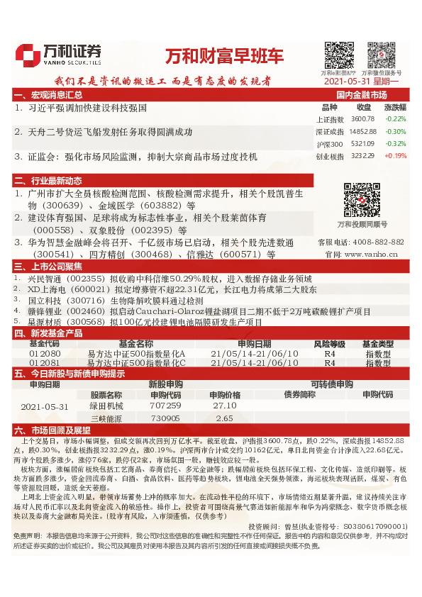 万和财富早班车