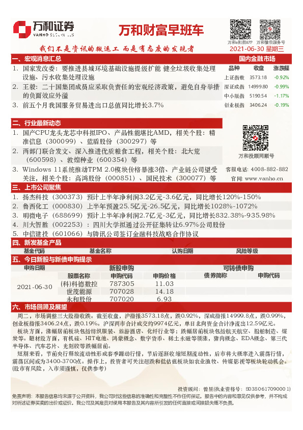 万和财富早班车