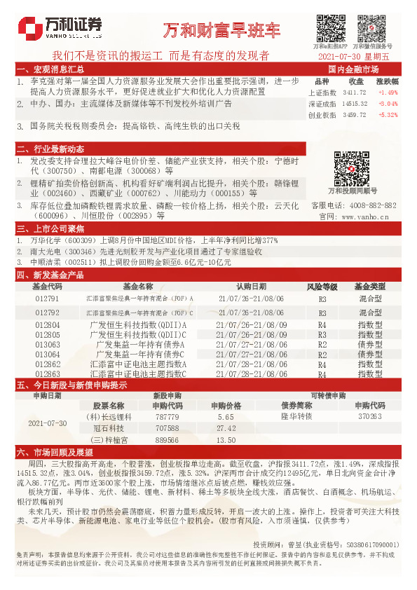 万和财富早班车