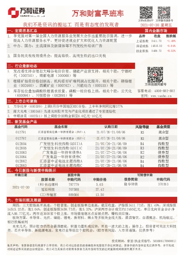 万和财富早班车