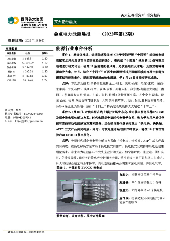 金点电力能源晨报（2022年第12期）
