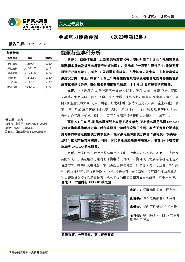 金点电力能源晨报（2022年第12期）