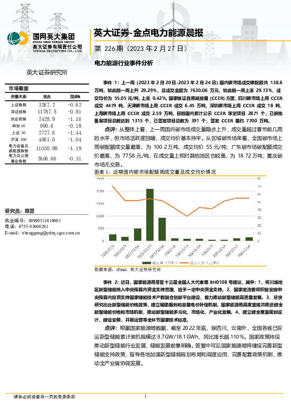 金点电力能源晨报第226期