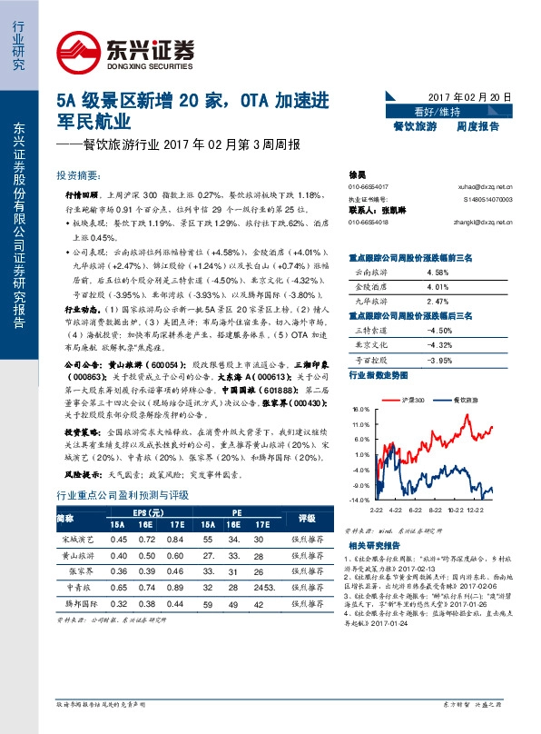 餐饮旅游行业周报:5A级景区新增20家,OTA加速进军民航业