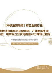 【中债监测周报】有色金属行业：宏桥违规电解铝及配套电厂产能面临关停；内蒙一电解铝企业获河南省20万吨转让指标