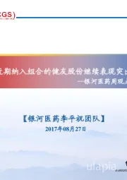 银河医药周观点：近期纳入组合的健友股份继续表现突出