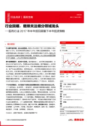 医药行业2017年半年报回顾暨下半年投资策略:行业回暖,继续关注细分领域龙头
