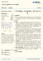 汽车和汽车零部件2017年日常报告：17年中报综述：行业总体承压，重卡与自主共振