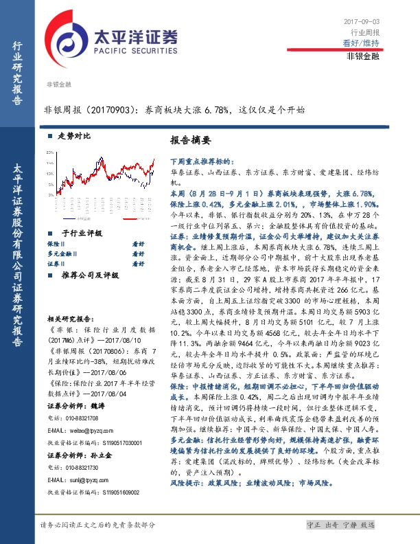 非银周报：券商板块大涨6.78%，这仅仅是个开始