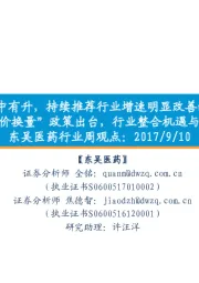东吴医药行业周观点:医药指数稳中有升,持续推荐行业增速明显改善的OTC板块;高值耗材“以价换量”政策出台,行业整合机遇与降价风险并存