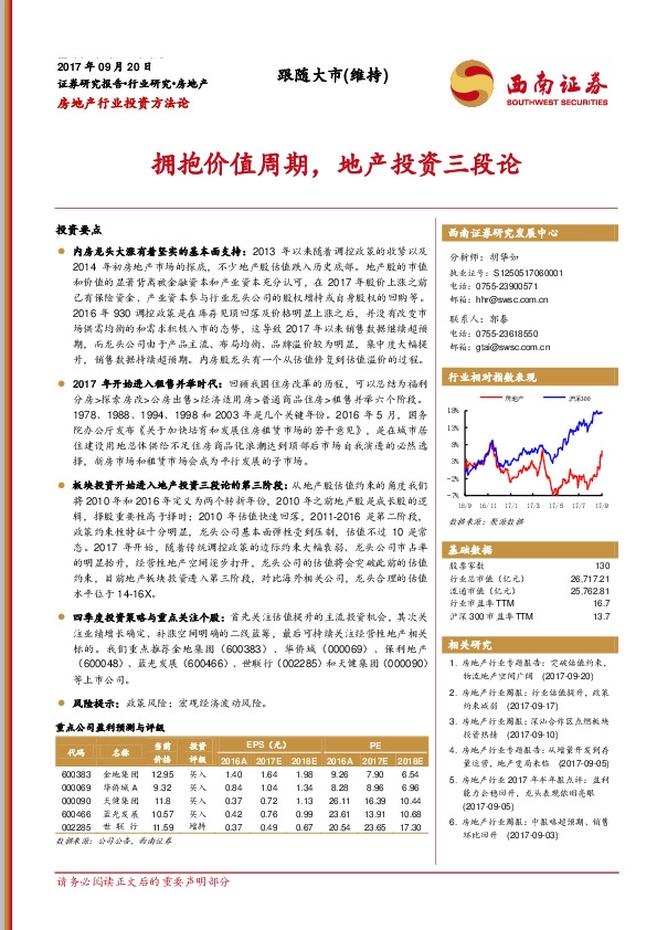 房地产行业投资方法论：拥抱价值周期，地产投资三段论