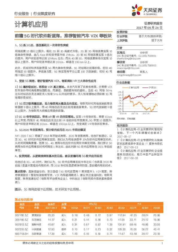 计算机应用行业深度研究：前瞻5G时代软件新蓝海，推荐智能汽车V2X等板块