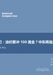 石油开采行业每周油记：油价要冲100美金？中东再临分叉口！