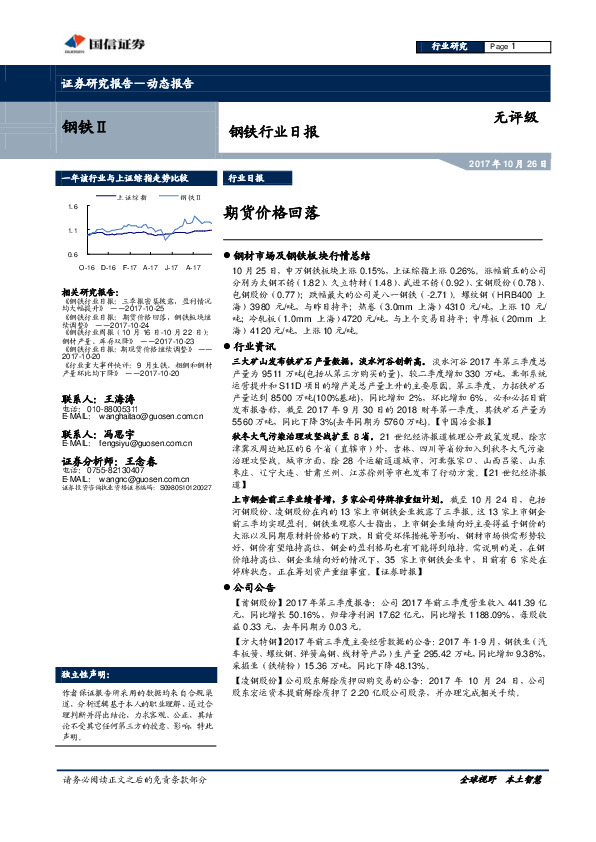 钢铁行业日报：期货价格回落
