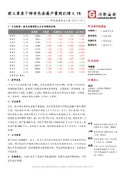 有色金属行业日报：前三季度十种有色金属产量同比增4.1%