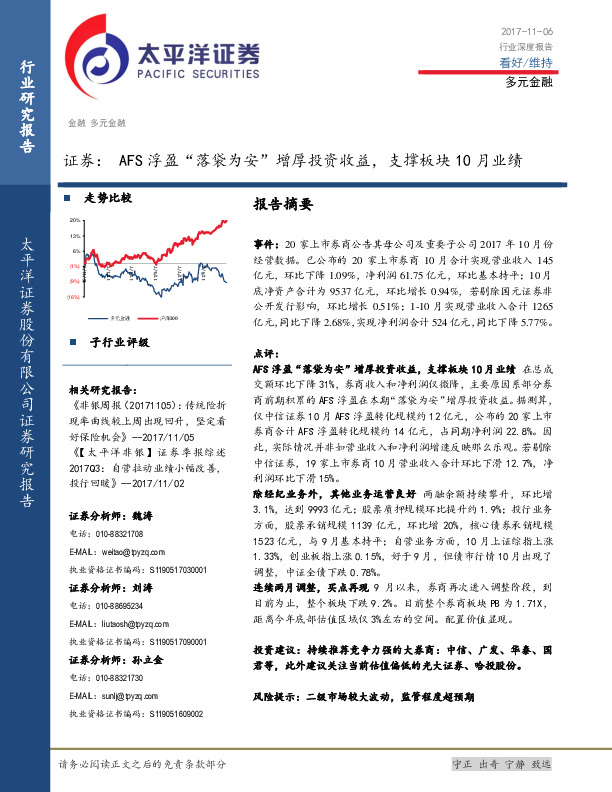 证券：AFS浮盈“落袋为安”增厚投资收益，支撑板块10月业绩