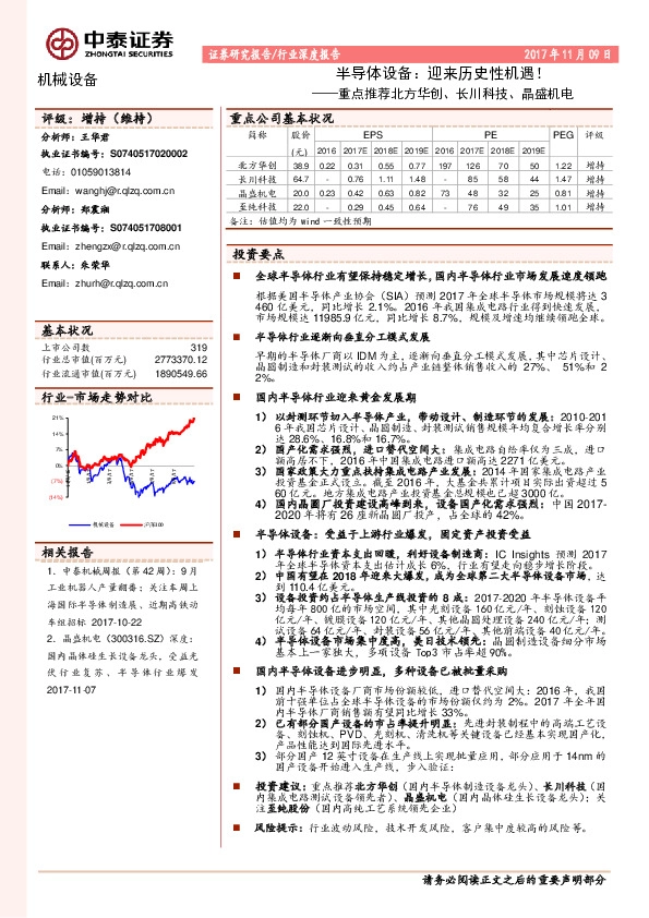 半导体设备：迎来历史性机遇！-重点推荐北方华创、长川科技、晶盛机电