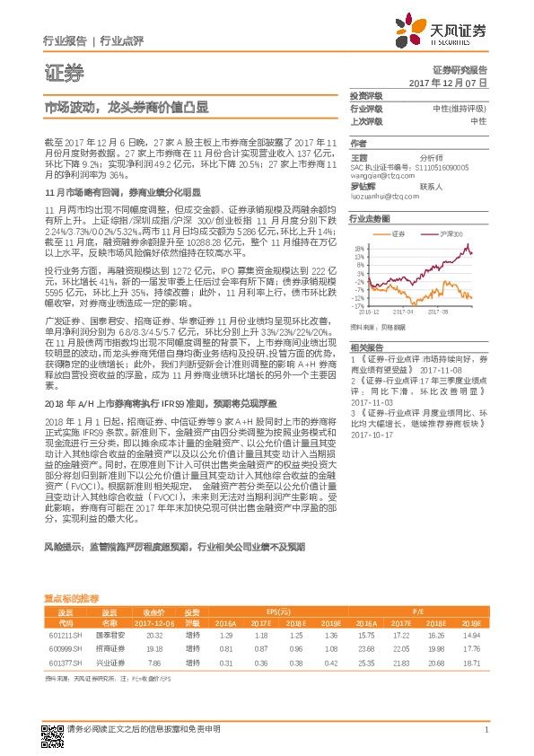 证券：市场波动，龙头券商价值凸显
