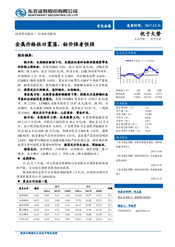 有色金属行业动态报告：金属价格依旧震荡，钴价强者恒强
