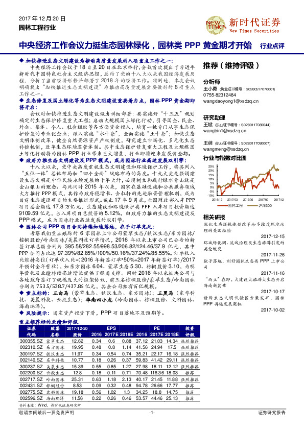 园林工程行业：中央经济工作会议力挺生态园林绿化，园林类PPP黄金期才开始