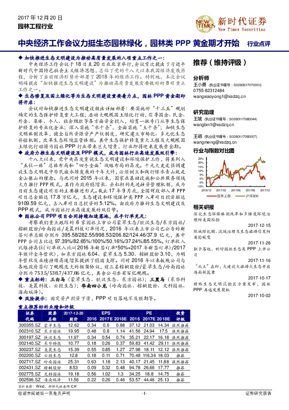 园林工程行业：中央经济工作会议力挺生态园林绿化，园林类PPP黄金期才开始